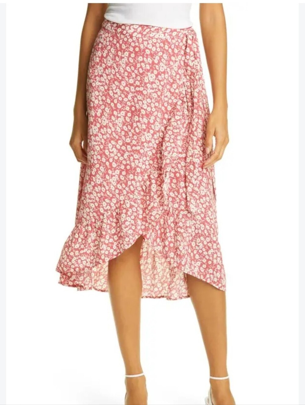 Rails Neptune Wrap Skirt in Scarlet Camellia Ruffle Floral Size Medium